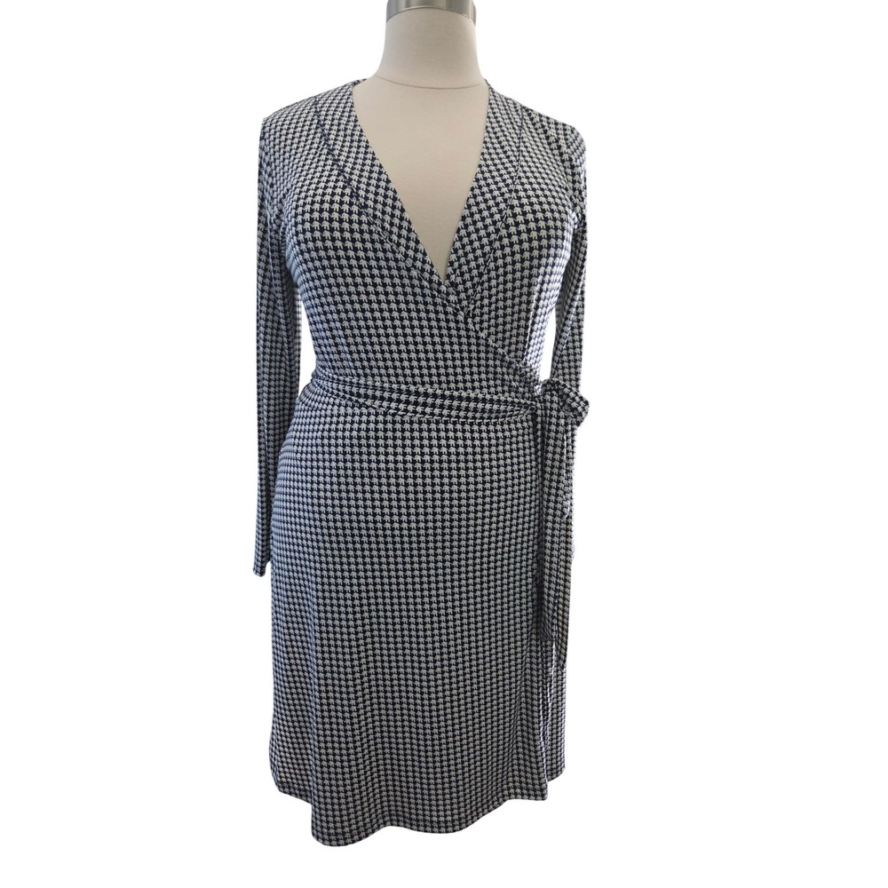 Banana Republic Navy Blue White Elephant Print Wrap Dress XL NWT